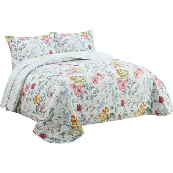 Novotextil Colcha Bouti Estampada Ligera Primavera/Verano Inclue 12 Fundas de Cojín (50x70cm) Cubrecama Transpirable de Entretiempo Tejido 50% Algodón 50% Poliéster Relleno 100% Algodón Ajustable Camas de 90  180cm Ideal - 1