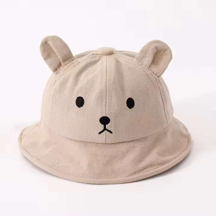 Gorro De Sol Para Bebé Oso Con Orejas De Algodón Unisex Para Niños Y Niñas Sombrero De Pescador Estilo Panama Para Verano - 1