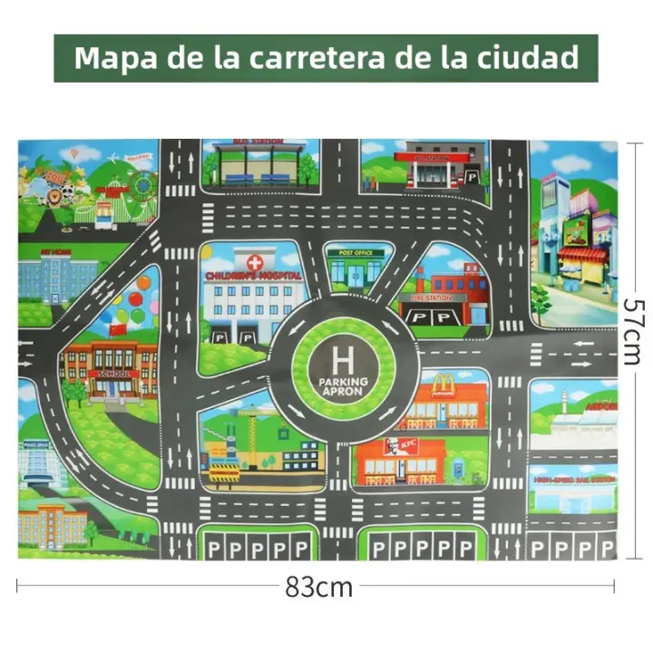 Mesa De Juego Ciudadana 83x57cm Con Señales De Tráfico Mapa De Estacionamiento Dinosaurio Fermero Juguete Educativo Para Niños Sin Batería Material ABS - 1