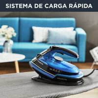 Rowenta Freemove Plancha de Vapor Sin Cable, Modelo Negro y Azul, 2400 W, Salida de Vapor Continua de 27 g/min, Golpe de Vapor de 115 g/min, Tecnología Sin Cable, Prácticas Prestaciones DE5010D1 - details 0