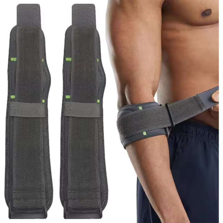 Correa para codo de tenista, correa de soporte para codo de tenista para hombres y mujeres, 1 par, ajustable y cómoda, con almohadilla de compresión, alivio del dolor, soporte para codo de golfista para deportes, trabajo diario - 1