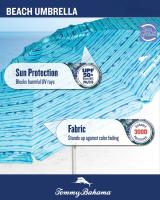 Sombrilla de Playa Tommy Bahama Azul Modelo 2025 - 2,28m con Anclaje ANCHORX™ – UPF50+, Resistente al Viento, Inclinable y con Bolsa de Transporte - details 2