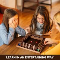 Juego de mesa de madera para niños y adultos, 12 pulgadas, 4 vías, cierra la caja, 2-4 jugadores juego inteligente para aprender a sumar, juego con 8 dados y reglas para cerrar la caja - details 3