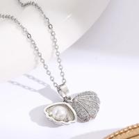 Collar De Lujo Pequeño Para Mujer Con Colgante De Concha Y Zirconia Micro En Cobre Accesorios Minimalistas De Moda - details 5