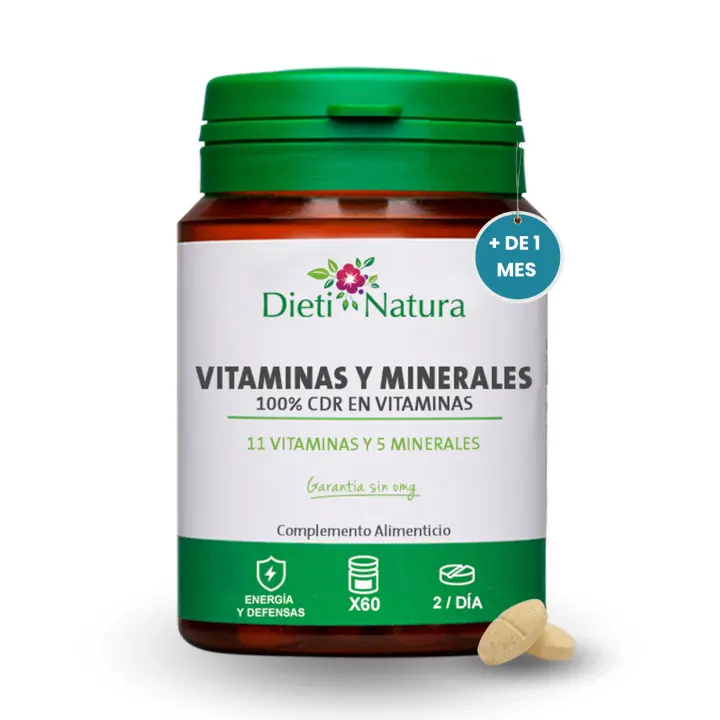 Dieti Natura Vitaminas y Minerales 200 Cápsulas - Complejo Multivitamínico para el Cansancio - Mujer y Hombre - 1