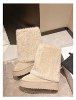 Botas De Nieve Para Mujer Con Aumento De Altura Y Suela Gruesa 2024. Botines De Invierno Con Forro De Peluche Y Algodón Espeso. Material De La Parte Superior PU. Botas De Media Caña. - details 16