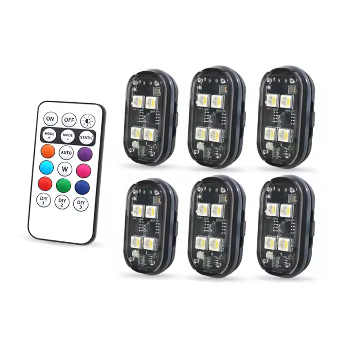 Luz Decorativa Para Interior De Coche En 8 Colores Con Control Remoto Y Longitud De Estancia Extendida 2/4/6 Piezas - 1