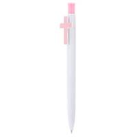 Boligrafo en PVC con pulsador en forma de Cruz en color Rosa o Azul. Con escritura en Azul. Medida 13,60 cm. Un regalos perfecto para dar como recuerdo a los invitados a una Primera Comunión o un Bautizo. - details 2
