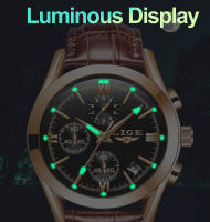 Reloj De Pulsera Deportivo De Lujo Para Hombre LIGE Cuarzo Militar Con Correa De Cuero Premium Impermeable Y Cronógrafo Moda Casual - details 3