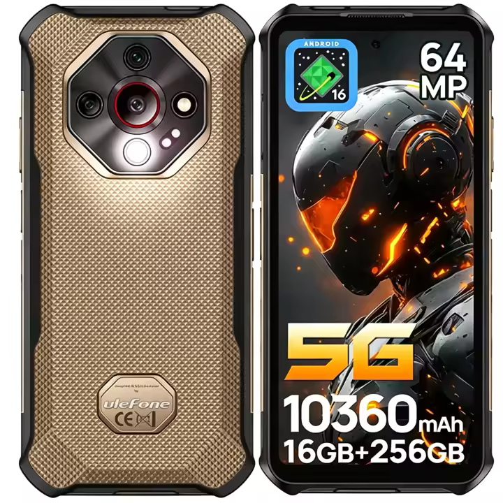 Ulefone Armor X16 Pro 5G Teléfono móvil 16GB+256GB 10360mAh 6,56" Smartphone 64MP 120Hz Android 16 Dual SIM NFC - Negro - 1