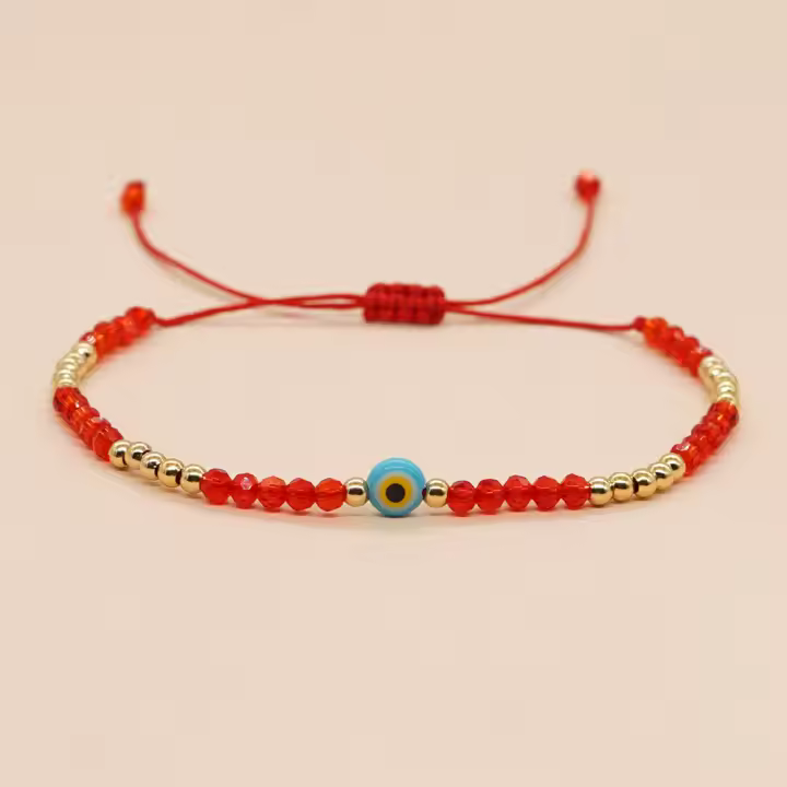 Pulsera Hecha a Mano Go2boho Con Ojos Y Perlas Ajustable Con Cordón Para Mujeres Y Teen Girls Joyería Simple De Lazo Bohemia - 1