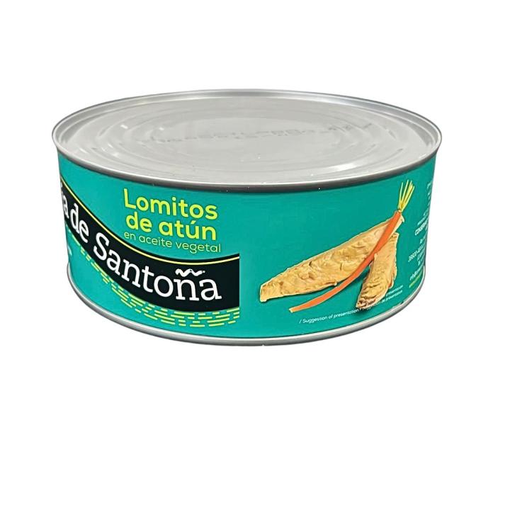 Lomitos de Atún Claro en Aceite, Ría de Santoña, Lomos Jugosos Ensalada, Lata Grande Familiar, Conserva Gourmet, 900g