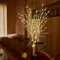 Rama De Birch Blanca Con 20 LED Luces Festivas Operadas Por Batería Para Decoración De Bodas Y Navidad Accesorio De Fiesta - details 3