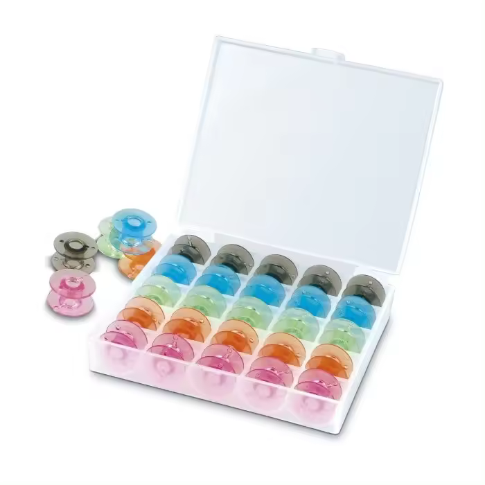 Caja de 25 Canillas de Colores Universales para Máquina de Coser - 1