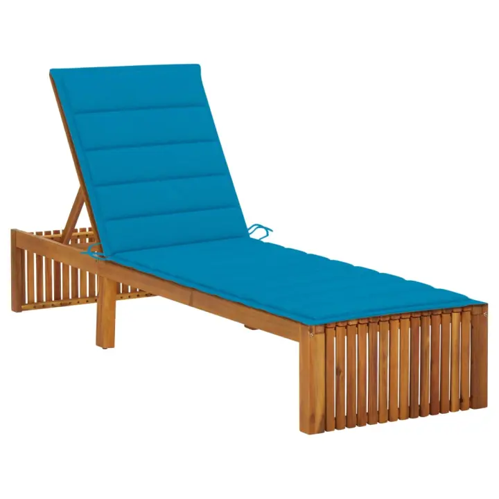 Tumbona de Madera Maciza de Acacia para Exterior - 200x60x30/90 Cm - 1