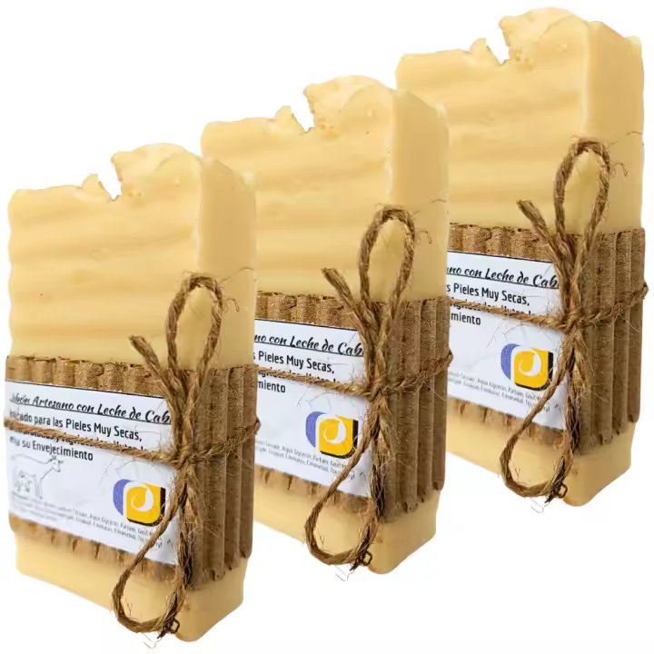 3 Jabones Artesanos Naturales con Leche de Cabra. PumarShop Cinnia Natura. Hidratante. Antiarrugas. Indicado para Piel Seca. Regenerador. Piel Sensible. Hecho a Mano. Apto Veganos. - 1