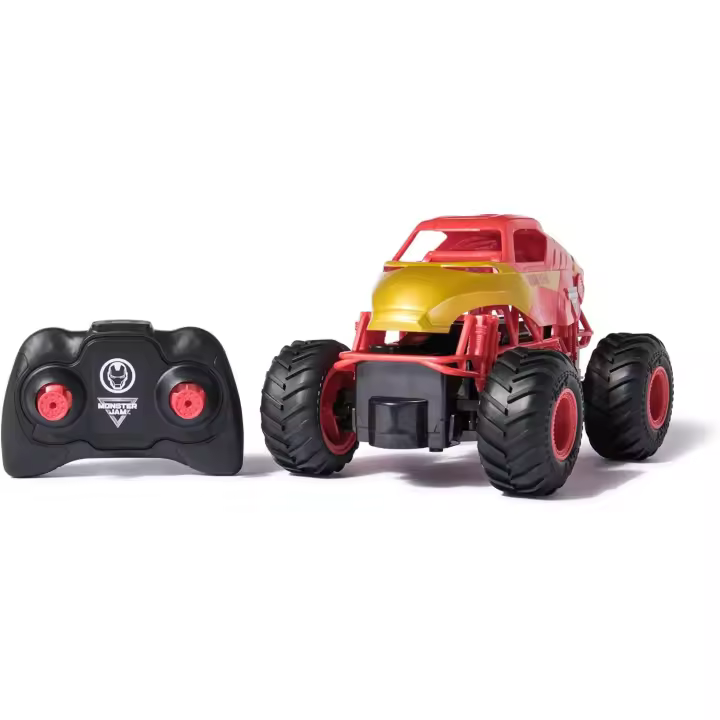 SPIN MASTER - MONSTER JAM - Coche Teledirigido Monster Truck Marvel Iron Man, Escala 1:24 - 6069959 - Coches para Niños - Juegos Infantiles - Juguetes Niños +3 Años - 1