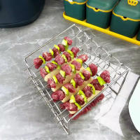 Soporte De Brochetas Para Air Fryer Vertical De Acero Inoxidable Accesorios Para Grillas Herramientas De Cocina Multi-pin - details 6