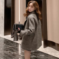 Abrigo De Lana Británica Para Mujer Moda Otoño Invierno Casual Cuello Abierto Bolsillos Resistente Al Viento Chaqueta De Oficina - details 3