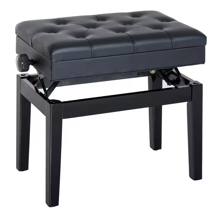 HOMCOM Banco de Piano Taburete Piano con Espacio de Almacenamiento Altura Regulable - 1
