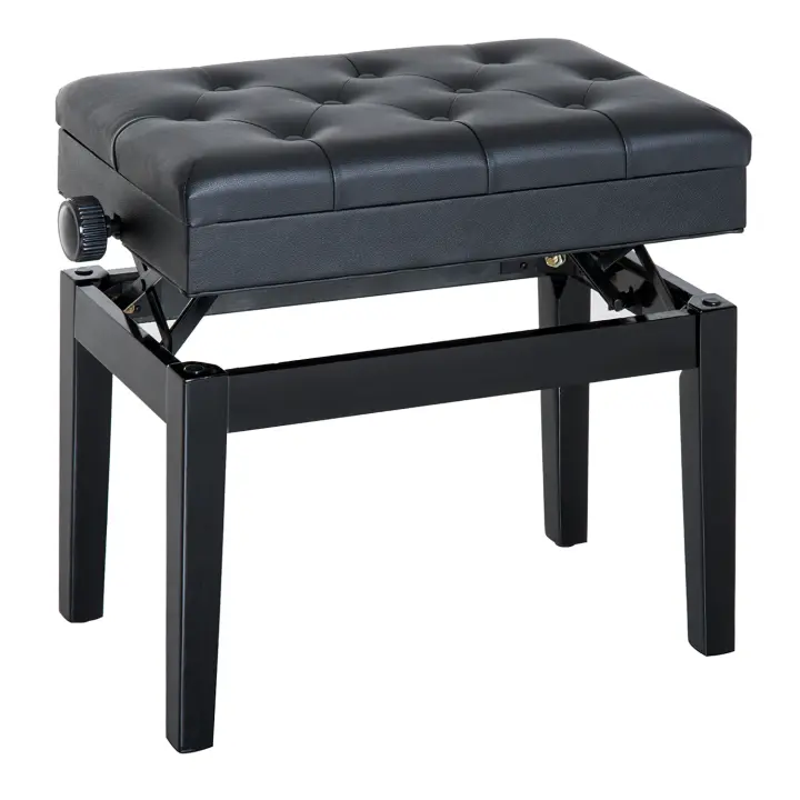 HOMCOM Banco de Piano Taburete Piano con Espacio de Almacenamiento Altura Regulable - 1
