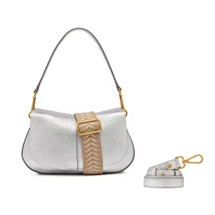 Gianni Chiarini Helena Bolso Redondo de Piel plateada con bandolera extraordinaria BS 11088 TKL-NAETN - 1