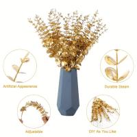 10pcs Hojas De Eucalipto Artificiales Doradas Para Decoración De Fiesta Boda Sala De Estar Hogar Adornos De Flor DIY Ramo De Flores - details 12