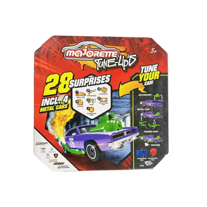 Coches de Juguete para decorar - Incluye 4 coches de metal - Pack 28 sorpresas - Mayores de 5 años - MAJORETTE Tune Up´s - 1