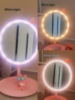 Espejo De Maquillaje Kawaii Sanrio Hello Kitty My Melody Kuromi Con Tres Luces De Color LED Espejo HD De Escritorio Con Almacenamiento Regalo Para Jóvenes Adultos - details 1