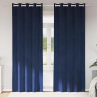 Cortinas opacas vidaXL con ojales 2 piezas de terciopelo azul oscuro - details 0