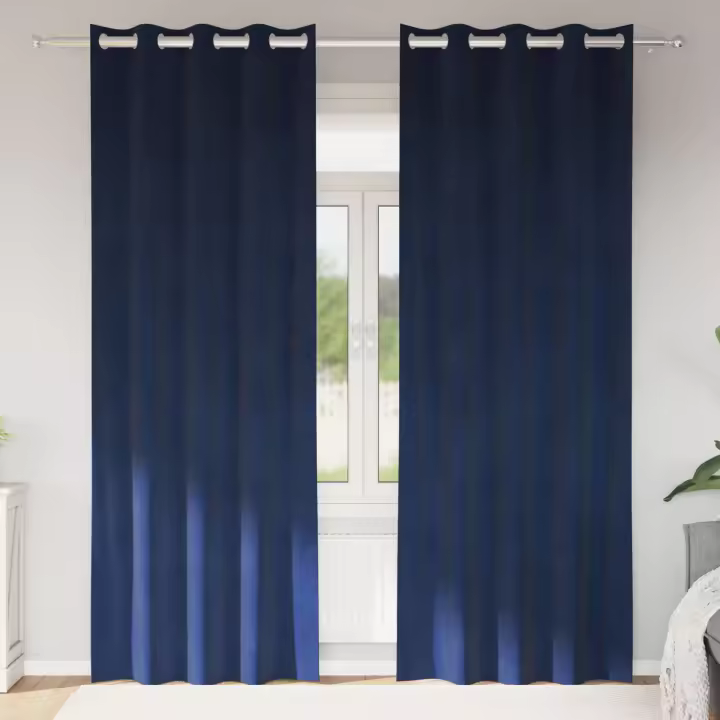Cortinas opacas vidaXL con ojales 2 piezas de terciopelo azul oscuro - 1