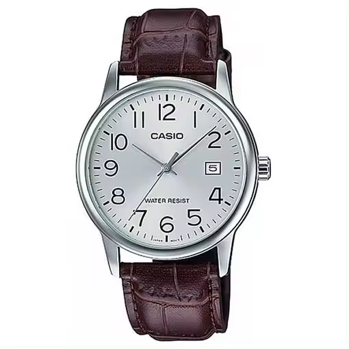 Reloj De Pulsera Casio Mtp-v002l Analógico Para hombre color marron piel de baca - 1