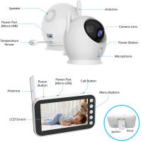 Monitor De Bebé De 4.3 Pulgadas Con Batería De 2000mAh Vida Video Cámara Inalámbrica Y Audio Intercomunicador Visión Nocturna Automática Para Niños Cuidador - details 12