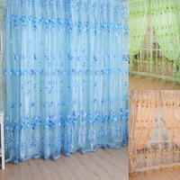 Cortinas De Tulle Florales Tulipán Para Sala De Estar Cocina Dormitorio Verde Transparente Tratamiento De Ventanas Panel De Cortina - details 0