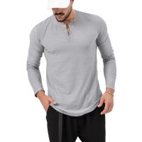 Camiseta de manga larga con cuello redondo de otoño para hombre, jersey holgado, camiseta informal de manga larga para hombre - details 39