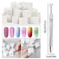 50pcs Esponja De Uñas Ombre Con Pluma De Agarre Herramienta De Tapa Francesa Para Manicura Delineador De Uñas Suave - details 2
