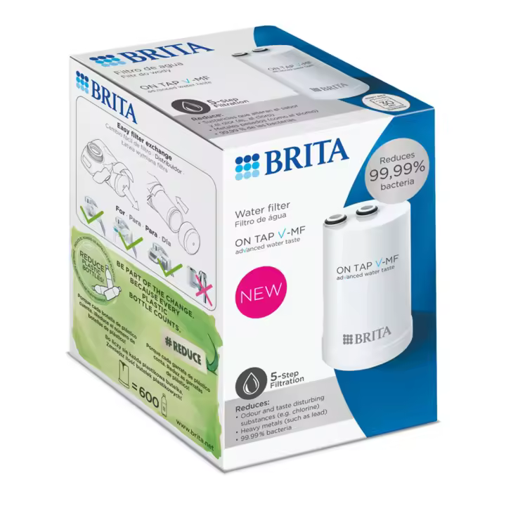cartucho de recambio filtro de agua 600l filtro on tap v-mf p1-reduce bacterias  1052398 brita - 1