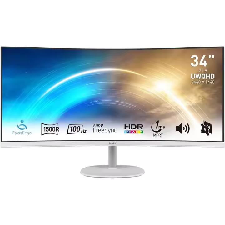 Msi Monitor Pro Mp341cqw 34" Curvo. 3440 X 1440 Uwqhd. 100hz. Blanco - 1