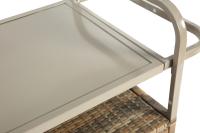 Mesa de bar para exterior, carro de Bar de mimbre con muebles, carro de servir para patio con tapa de Arce, con cubitera, patio junto a la piscina y trasero, color beige - details 4