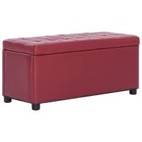 vidaXL Otomana de almacenaje de cuero sintético 87,5 cm en color Gris/Negro/Rojo vino tinto y más - details 2