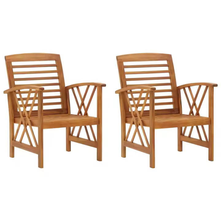vidaXL Sillas de jardín 2 unidades madera maciza de acacia - 1