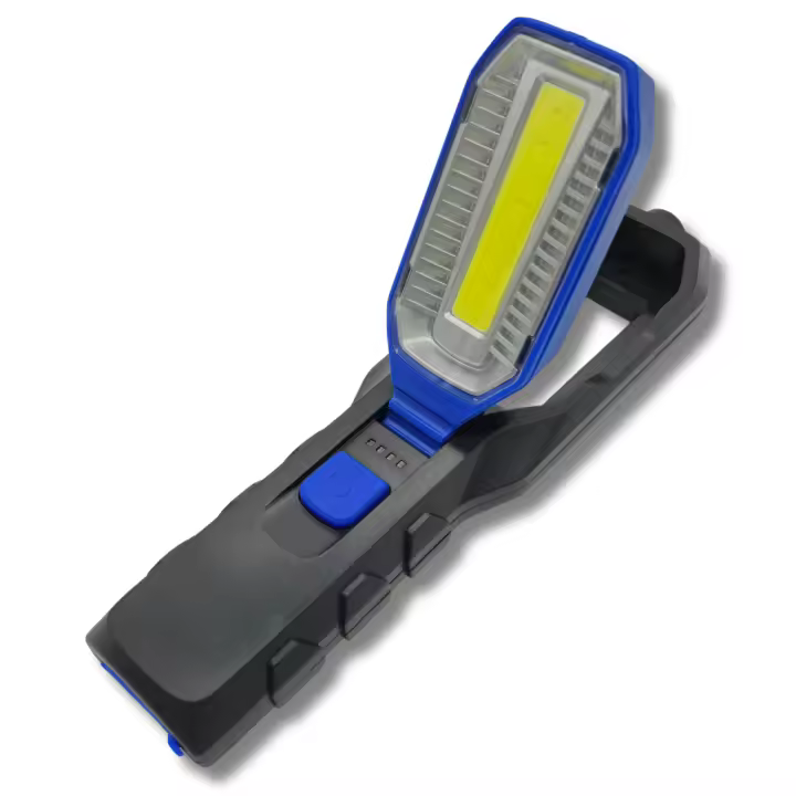 AC Tools Linterna LED para uso profesional o doméstico, de batería recargable, con antena con imán para zonas de difícil acceso, multiples posiciones, indicador de batería, cable de carga incluido. - 1