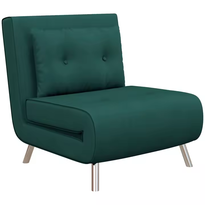 HOMCOM Sofá Cama, Sillón Plegable con Función de Cama, Sofá Individual con Almohadas, Cama de Invitados, Sofá Tapizado con Aspecto de Terciopelo, para Salón, Dormitorio, Gris Oscuro, 77 x 88 x 83 cm - 1