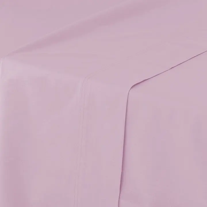 Manterol - Sábana encimera de algodón percal 200 hilos rosa maquillaje. Sábanas lisas de tejido natural para todas las estaciones, transpirables, duraderas y de fácil planchado. - 1