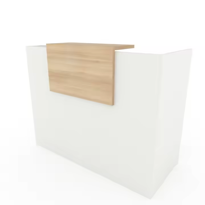 OFICIT Mostrador recepción Basic Low de 120 cm de ancho con sobremostrador en color Acacia. - 1