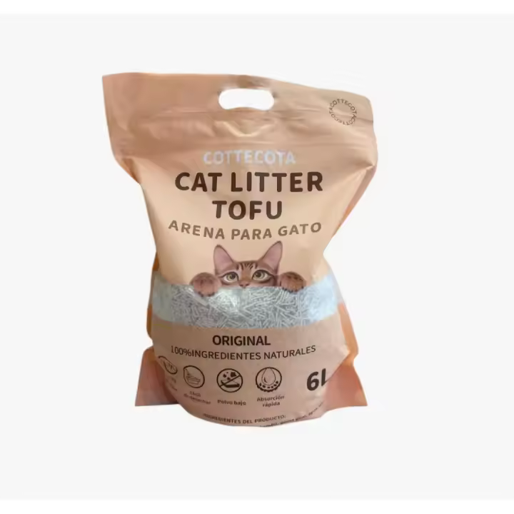Arena para Gatos 6 L de Tofu ecológico Vegetal, 2,5kg Lecho natural para Gatos Libre de Polvo Arena Natural Aglomerante ,Arena para mascota vegetal absorvente , Arena de tofu para gatos antiolor y absorvente - 1