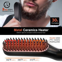 Peine Cepillo De Pelo Eléctrico Para Hombres Y Mujeres Estilizador De Barba Cerámico Inteligente Rotativo Herramienta De Peinado Con Temporizador De 220° C - details 8
