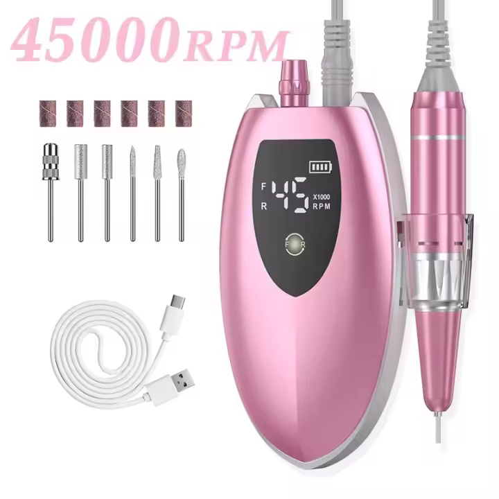 Taladro De Uñas Profesional 45000RPM Con Modo Pausa Máquina De Manicura Eléctrica Para Esmalte De Gel Y Salón De Belleza Accesorios De Taladro De Uñas - 1