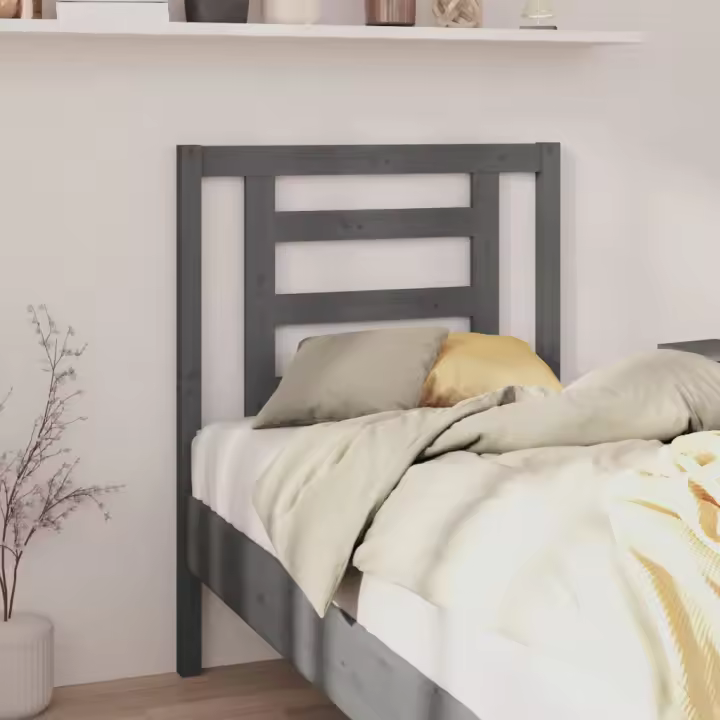 vidaXL Cabecero de cama madera maciza de pino gris 81x4x100 cm - 1