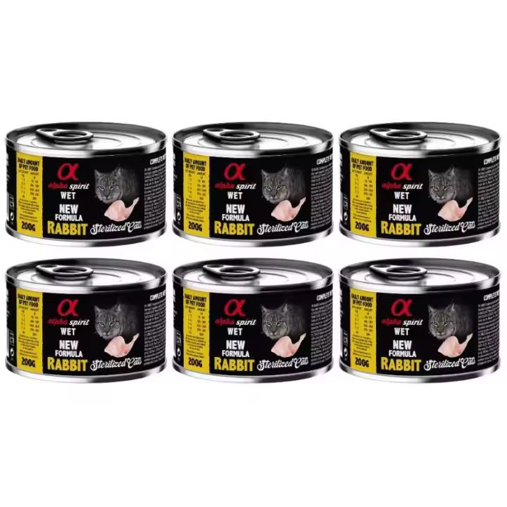 Pack de 6 -  Alpha Spirit Lata De Conejo Para Gatos Esterilizados - 1